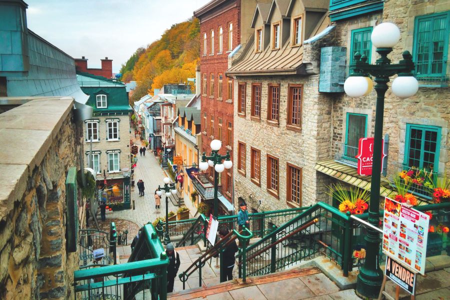 Straat in Old Quebec in Quebec City in Canada.