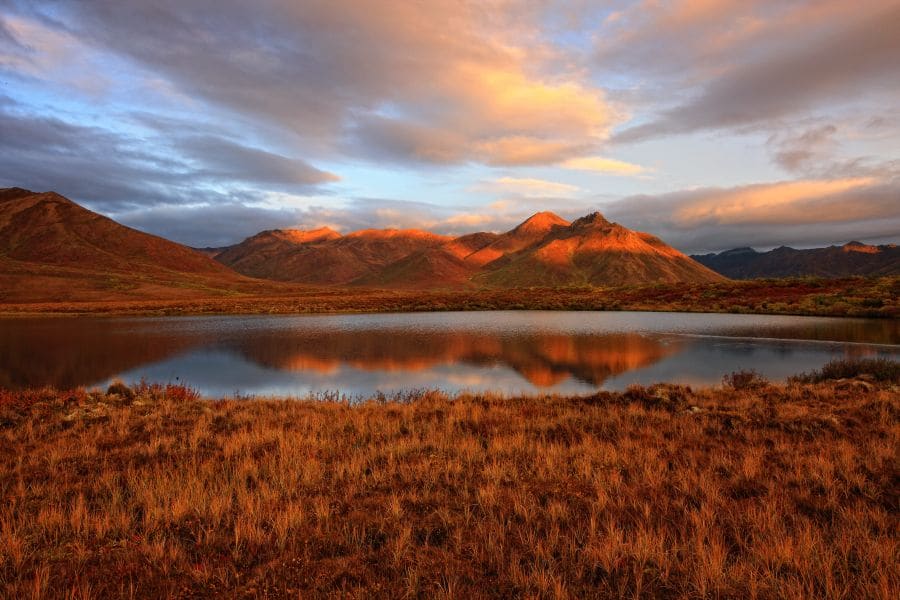 Uitzicht op Mount Adney in de Yukon in Canada.