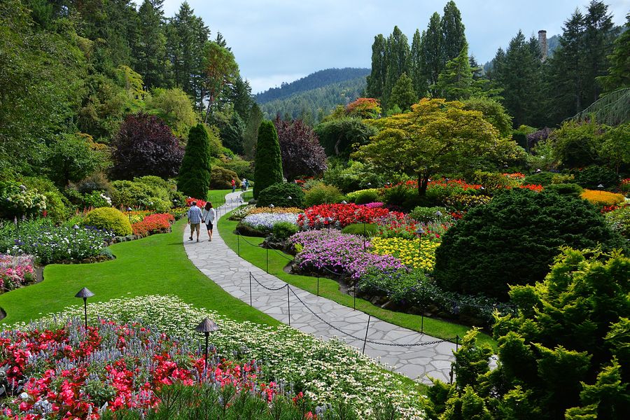 Uitzicht op de Butchart Gardens van Victoria in British Columbia in Canada.