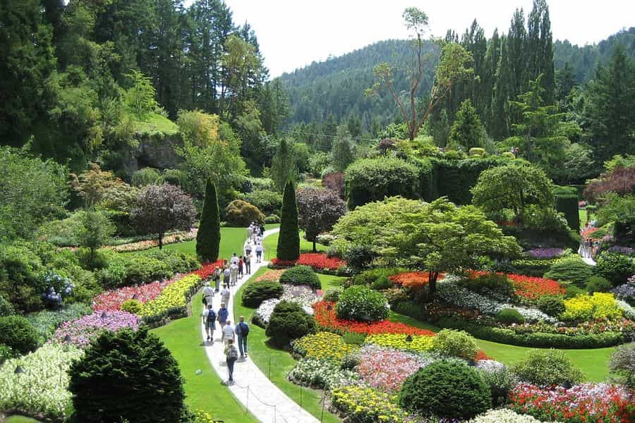 Uitzicht op de Butchart Gardens van Victoria in British Columbia in Canada.