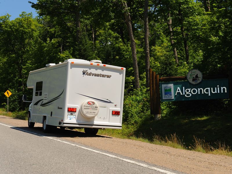 Camper van Fraserway in Algonquin National Park in Ontario in Canada.