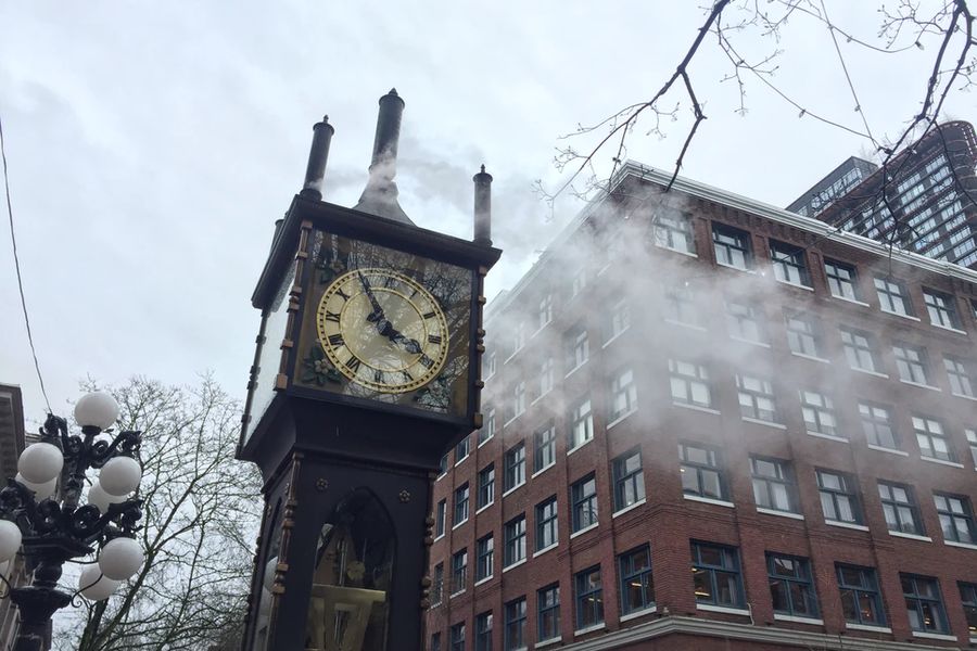 De Steam Clock in Gastown in Vancouver in Canada.