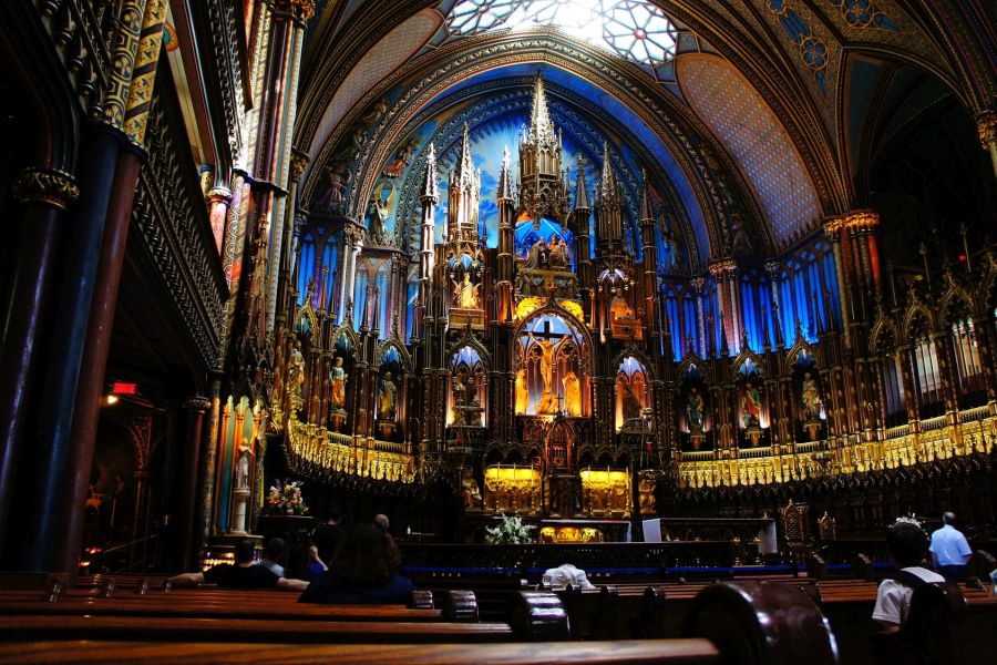 Binnenkant van de Notre-Dame Basilica in Montreal in Quebec in Canada.