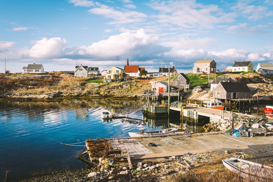 Dorpje bij Peggy’s Cove in Nova Scotia in Canada.