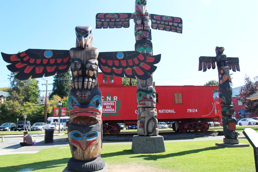 Totem palen in Duncan in British Columbia in Canada.
