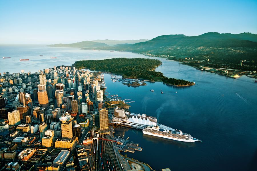 Birdseye uitzicht van Vancouver in British Columbia in Canada.