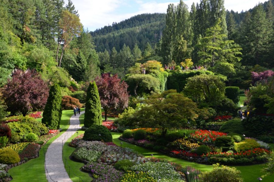 Uitzicht op de Butchart Gardens van Victoria in British Columbia in Canada.