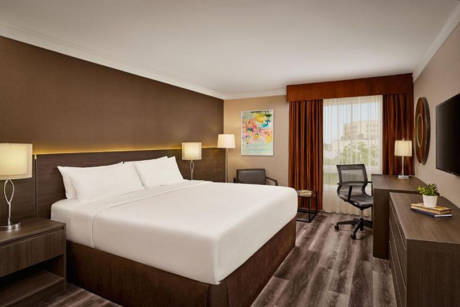 Standaard kamer bij Varscona Hotel in Edmonton tijdens een winterreis naar Canada