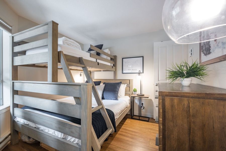 Stapelbed in Glaciers Reach Appartement nr. 35 tijdens een winterreis naar Canada