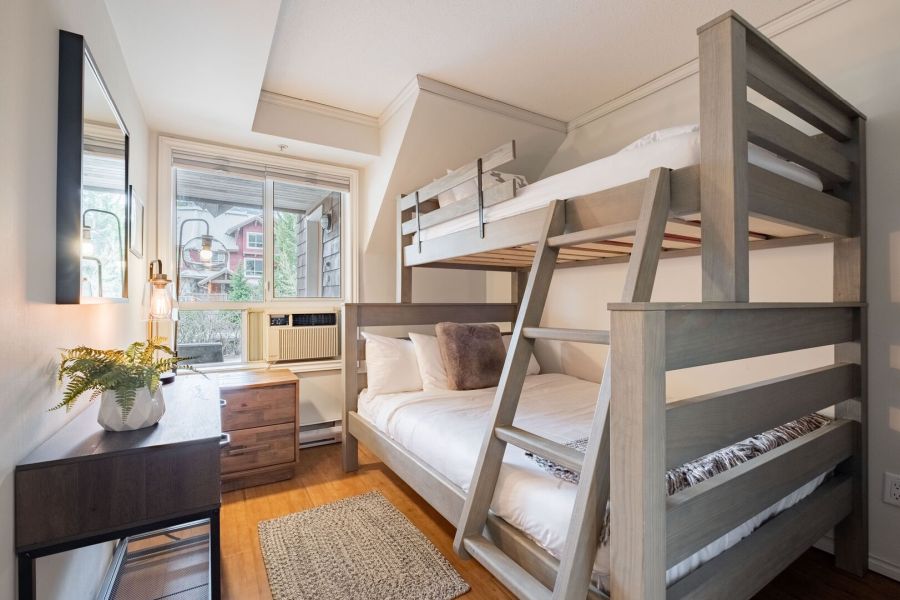 Stapelbed in Glaciers Reach Appartement nr. 73 tijdens een winterreis naar Canada