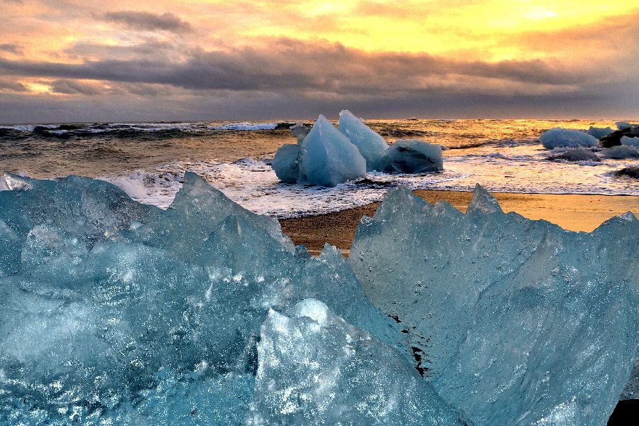 Diamond Beach, busrondreis IJsland