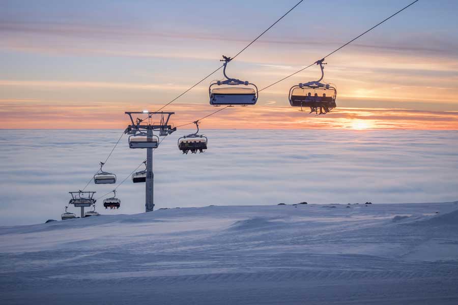 Skilift in Trysil, Noorwegen. Wintersport